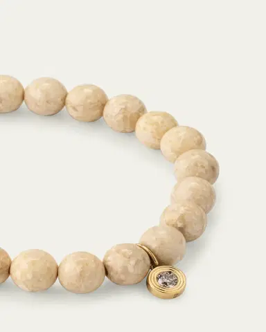 Sydney Evan 14k Cream Jasper and Fluted Brown Diamond Charm Bracelet | Thumbnail 3