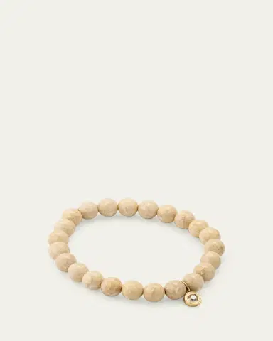 Sydney Evan 14k Cream Jasper and Fluted Brown Diamond Charm Bracelet | Thumbnail 4