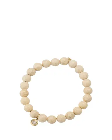 Sydney Evan 14k Cream Jasper and Fluted Brown Diamond Charm Bracelet | Thumbnail 1