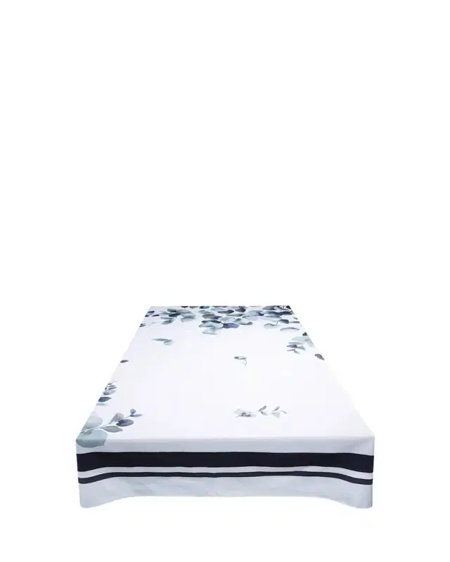 The Lino Eucalyptus Navy Tablecloth, 71" x 98"
