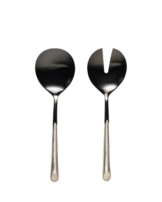 Daniel van Dijck Black and Silver Salad Server Set