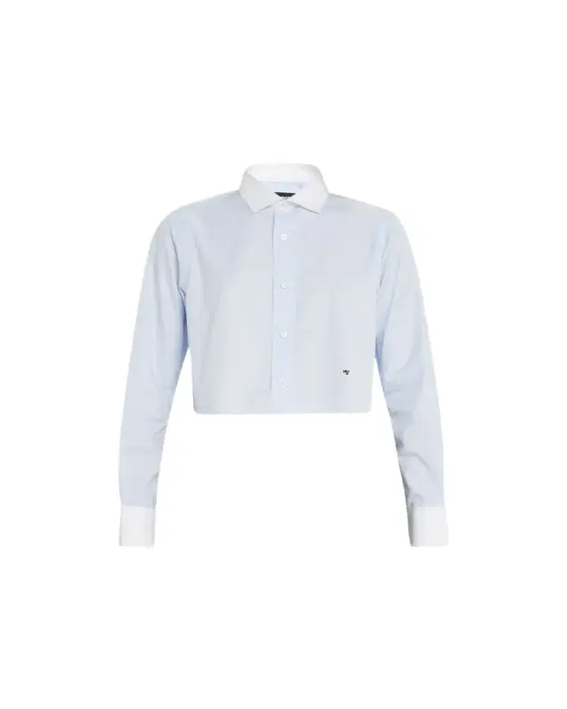 Cropped Shirt with Contrast Collar