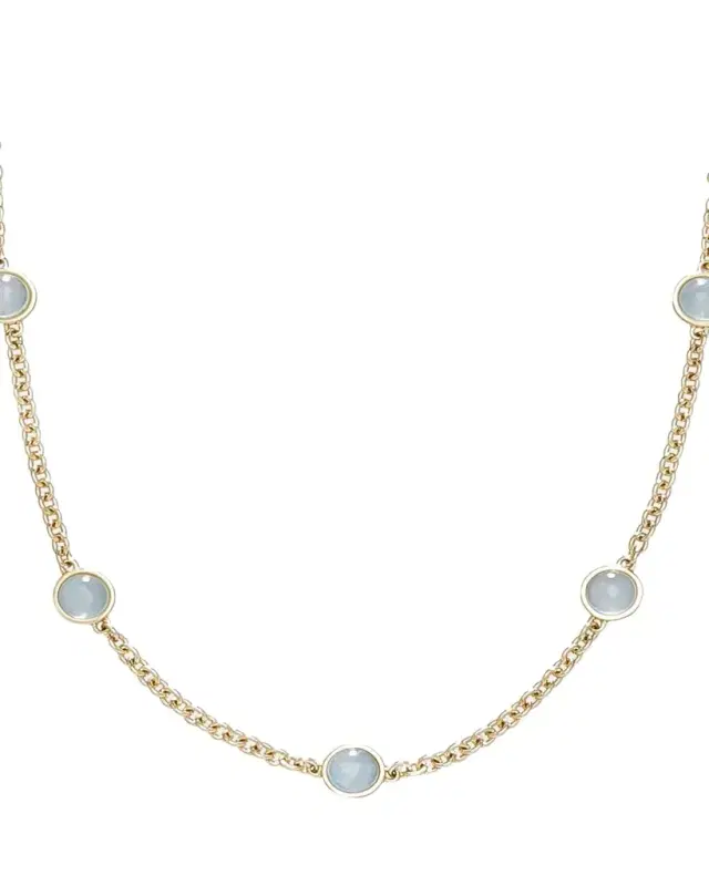 18k Gold Bubbles Aquamarine Chain Necklace