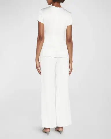 Giorgio Armani Crewneck Short-Sleeve Silk T-Shirt | Thumbnail 2 Giorgio Armani Crewneck Short-Sleeve Silk T-Shirt | Thumbnail 2