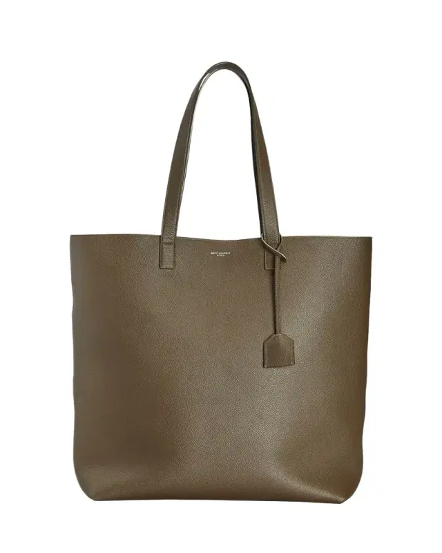 North-South Leather Shopping Tote Bag
