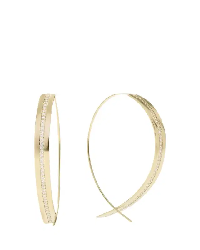 Lana 14K Gold Flawless Vanity Single Row Diamond Upside Down Hoop Earrings