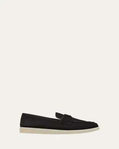 Prada Men's Saint Tropez Triangle Logo Suede Loafers | Thumbnail 13