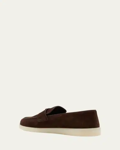 Prada Men's Saint Tropez Triangle Logo Suede Loafers | Thumbnail 4