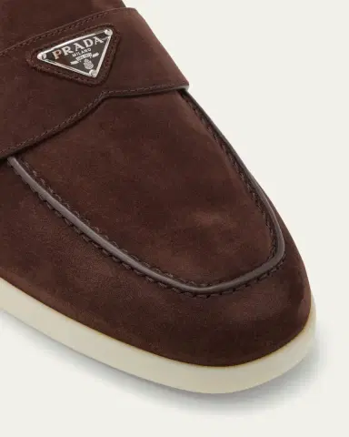 Prada Men's Saint Tropez Triangle Logo Suede Loafers | Thumbnail 5