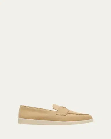 Prada Men's Saint Tropez Triangle Logo Suede Loafers | Thumbnail 8