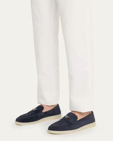 Prada Men's Saint Tropez Triangle Logo Suede Loafers | Thumbnail 9