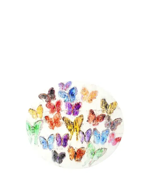Hunt Slonem Spring Butterflies Lacquer Placemat, 15"Dia