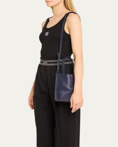 Loewe Puzzle Fold Mini Tote Bag in Shiny Leather | Thumbnail 2