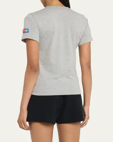 CDG Play Embroidered Heart and Invader Patch Cotton T-Shirt | Thumbnail 3 CDG Play Embroidered Heart and Invader Patch Cotton T-Shirt | Thumbnail 3