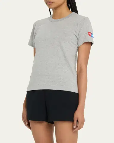 CDG Play Embroidered Heart and Invader Patch Cotton T-Shirt | Thumbnail 4 CDG Play Embroidered Heart and Invader Patch Cotton T-Shirt | Thumbnail 4