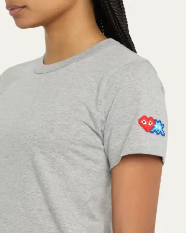 CDG Play Embroidered Heart and Invader Patch Cotton T-Shirt | Thumbnail 5 CDG Play Embroidered Heart and Invader Patch Cotton T-Shirt | Thumbnail 5