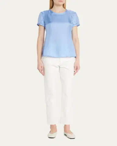 Giorgio Armani Crewneck Short-Sleeve Silk T-Shirt | Thumbnail 2 Giorgio Armani Crewneck Short-Sleeve Silk T-Shirt | Thumbnail 2