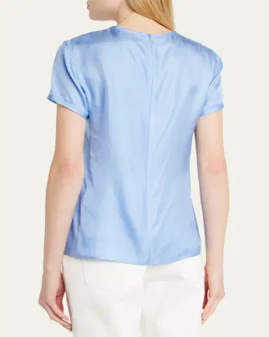 Giorgio Armani Crewneck Short-Sleeve Silk T-Shirt | Thumbnail 3 Giorgio Armani Crewneck Short-Sleeve Silk T-Shirt | Thumbnail 3