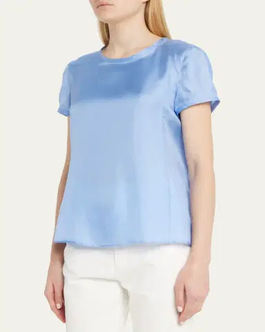 Giorgio Armani Crewneck Short-Sleeve Silk T-Shirt | Thumbnail 4 Giorgio Armani Crewneck Short-Sleeve Silk T-Shirt | Thumbnail 4