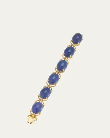 Verdura 18K Gold Rope and Blue Chalcedony Pebble Bracelet | Thumbnail 3