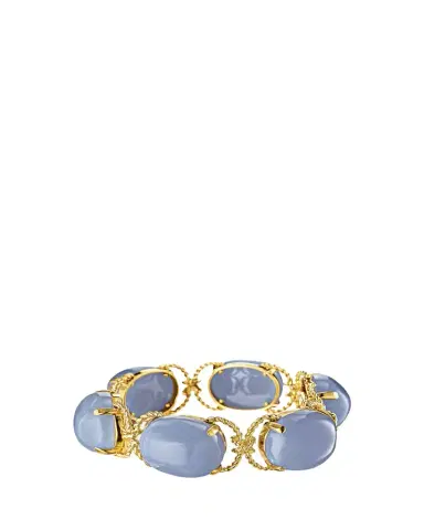 Verdura 18K Gold Rope and Blue Chalcedony Pebble Bracelet | Thumbnail 1