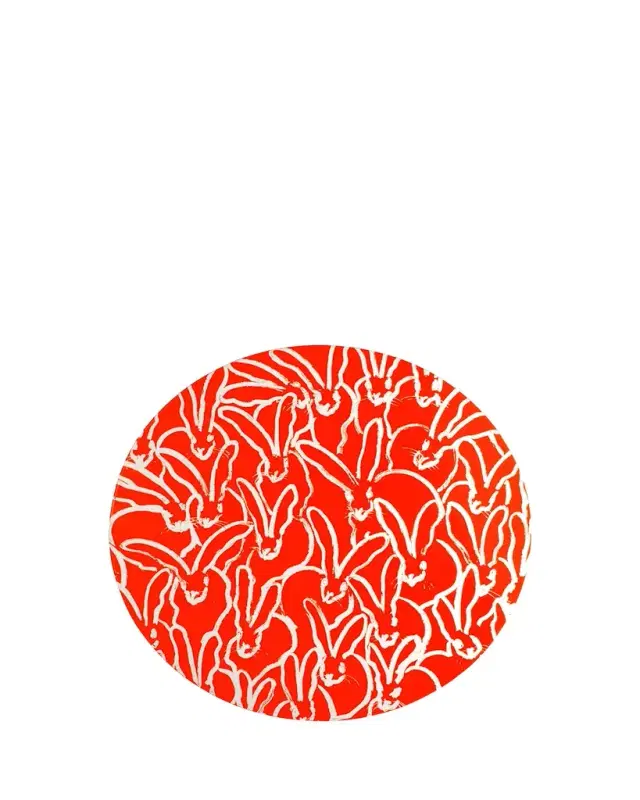 Hunt Slonem Rabbit Run Round Lacquer Placemat, Orange