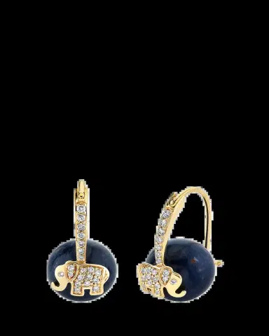 Sydney Evan 14K Yellow Gold Diamond and Elephant Bead Earrings | Thumbnail 2 Sydney Evan 14K Yellow Gold Diamond and Elephant Bead Earrings | Thumbnail 2
