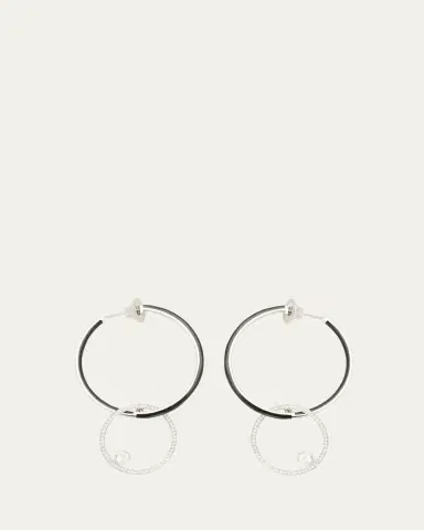Nikos Koulis Oui Black Enamel Hoop Earrings with Pave Ring and Round Diamonds | Thumbnail 3
