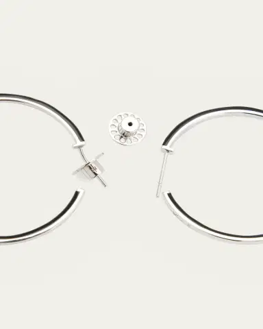 Nikos Koulis Oui Black Enamel Hoop Earrings with Pave Ring and Round Diamonds | Thumbnail 4