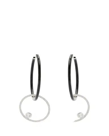 Nikos Koulis Oui Black Enamel Hoop Earrings with Pave Ring and Round Diamonds | Thumbnail 1