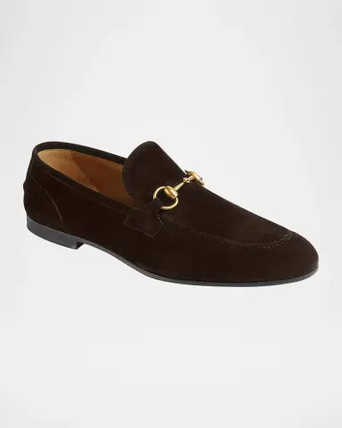 Gucci Men's Jordaan Suede Bit Loafers | Thumbnail 2