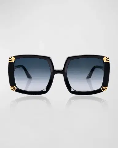 Anna-Karin Karlsson Strawberry Moon Square Black Acetate & Gold-Plated Steel Sunglasses | Thumbnail 2 Anna-Karin Karlsson Strawberry Moon Square Black Acetate & Gold-Plated Steel Sunglasses | Thumbnail 2