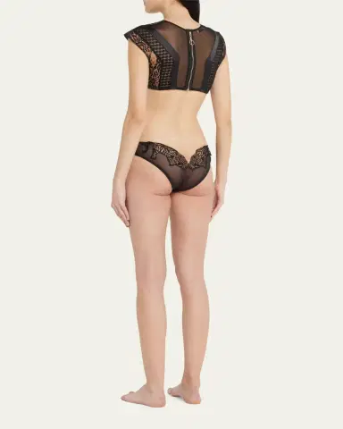 Livy Tiger-Embroidered Mesh Briefs | Thumbnail 2