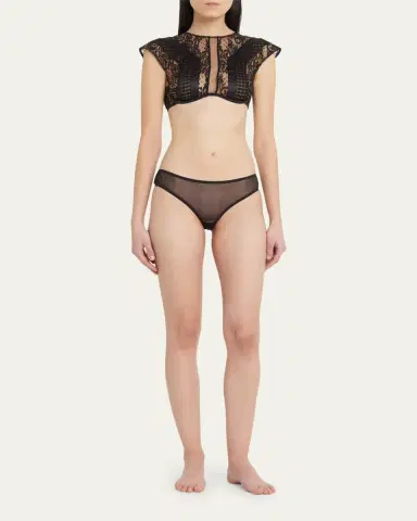 Livy Tiger-Embroidered Mesh Briefs | Thumbnail 4