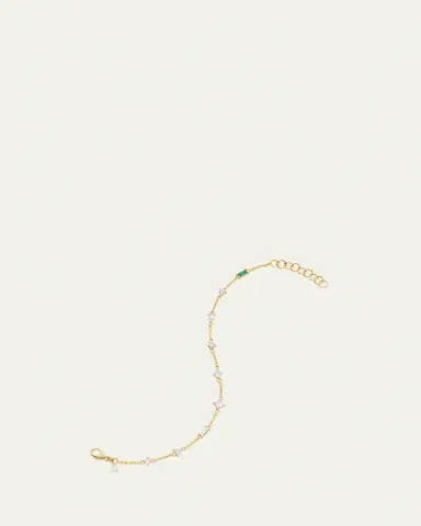 Monica Rich Kosann 18K Yellow Gold Staggered Diamond and Emerald Tennis Bracelet | Thumbnail 1