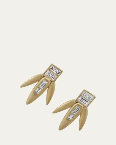 Ileana Makri Baguette Diamond Grass Straw Earrings in 18K Yellow | Thumbnail 3