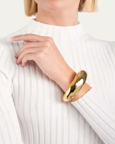 Alexis Bittar Large Molten Gold Hinged Cuff Bracelet | Thumbnail 2