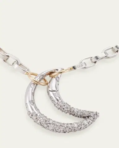Marla Aaron Diamond Dipped Crescent Moonlock in 18K White Gold | Thumbnail 3