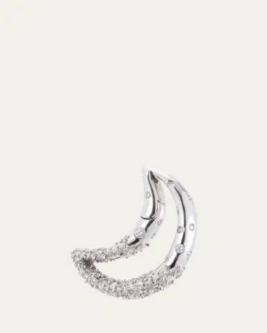 Marla Aaron Diamond Dipped Crescent Moonlock in 18K White Gold | Thumbnail 4