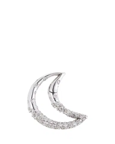 Marla Aaron Diamond Dipped Crescent Moonlock in 18K White Gold | Thumbnail 1