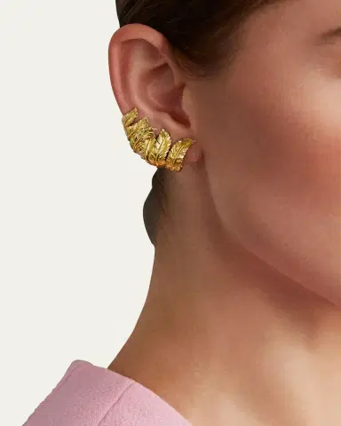 Verdura Yellow Gold Feather Ear Cuffs | Thumbnail 2