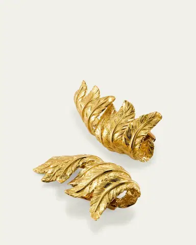 Verdura Yellow Gold Feather Ear Cuffs | Thumbnail 3