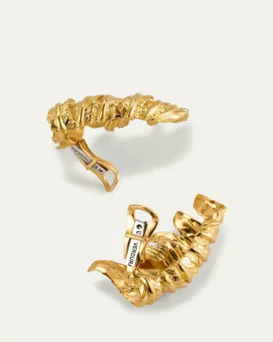 Verdura Yellow Gold Feather Ear Cuffs | Thumbnail 4