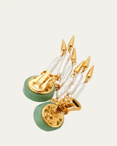 ben-amun Madre Pearl, Aventurine and Rose Crystal Clip Earrings | Thumbnail 4 ben-amun Madre Pearl, Aventurine and Rose Crystal Clip Earrings | Thumbnail 4