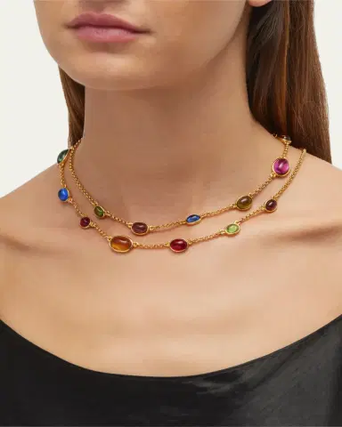 ben-amun 24K Yellow Gold Multi-Stone Wrap Station Necklace | Thumbnail 2