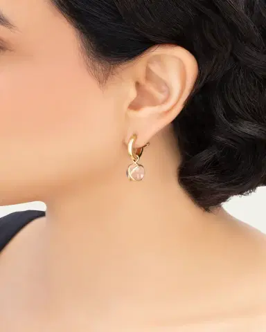 L. Klein Prisma 18k Gold Crystal Quartz Hoop Drop Earrings | Thumbnail 2