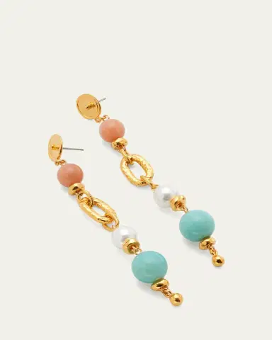 ben-amun Pearly, Rose Quartz and Amazonite Earrings | Thumbnail 3 ben-amun Pearly, Rose Quartz and Amazonite Earrings | Thumbnail 3