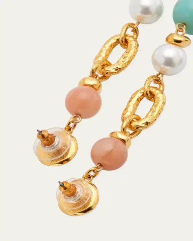 ben-amun Pearly, Rose Quartz and Amazonite Earrings | Thumbnail 4 ben-amun Pearly, Rose Quartz and Amazonite Earrings | Thumbnail 4