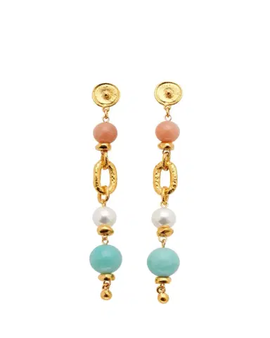 ben-amun Pearly, Rose Quartz and Amazonite Earrings | Thumbnail 1 ben-amun Pearly, Rose Quartz and Amazonite Earrings | Thumbnail 1