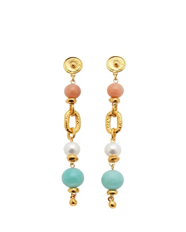 Ben-Amun Pearly, Rose Quartz and Amazonite Earrings